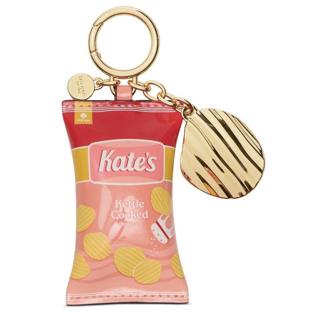 Kate Spade Novelty Snack Time Potato Chip Bag Charm Key Fob Keychain NWT